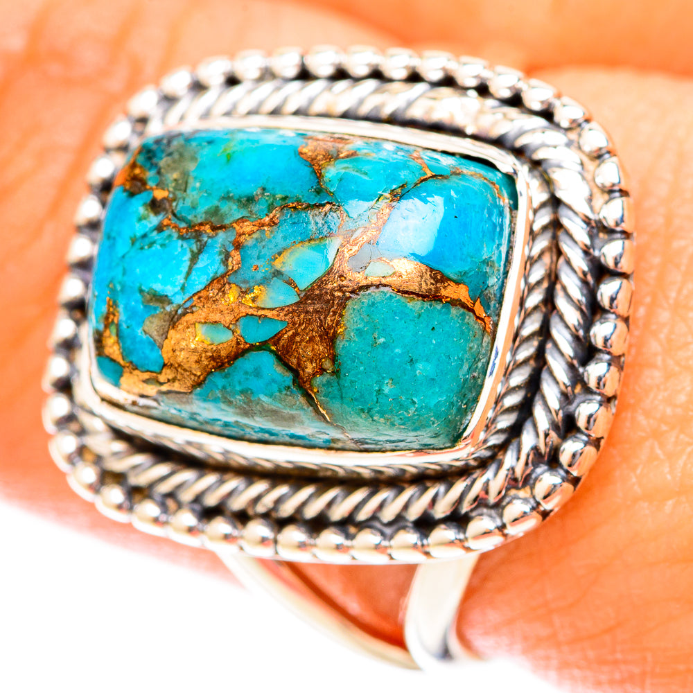 Blue Copper Composite Turquoise Rings handcrafted by Ana Silver Co - RING119957
