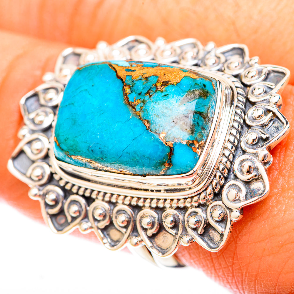 Blue Copper Composite Turquoise Rings handcrafted by Ana Silver Co - RING119961