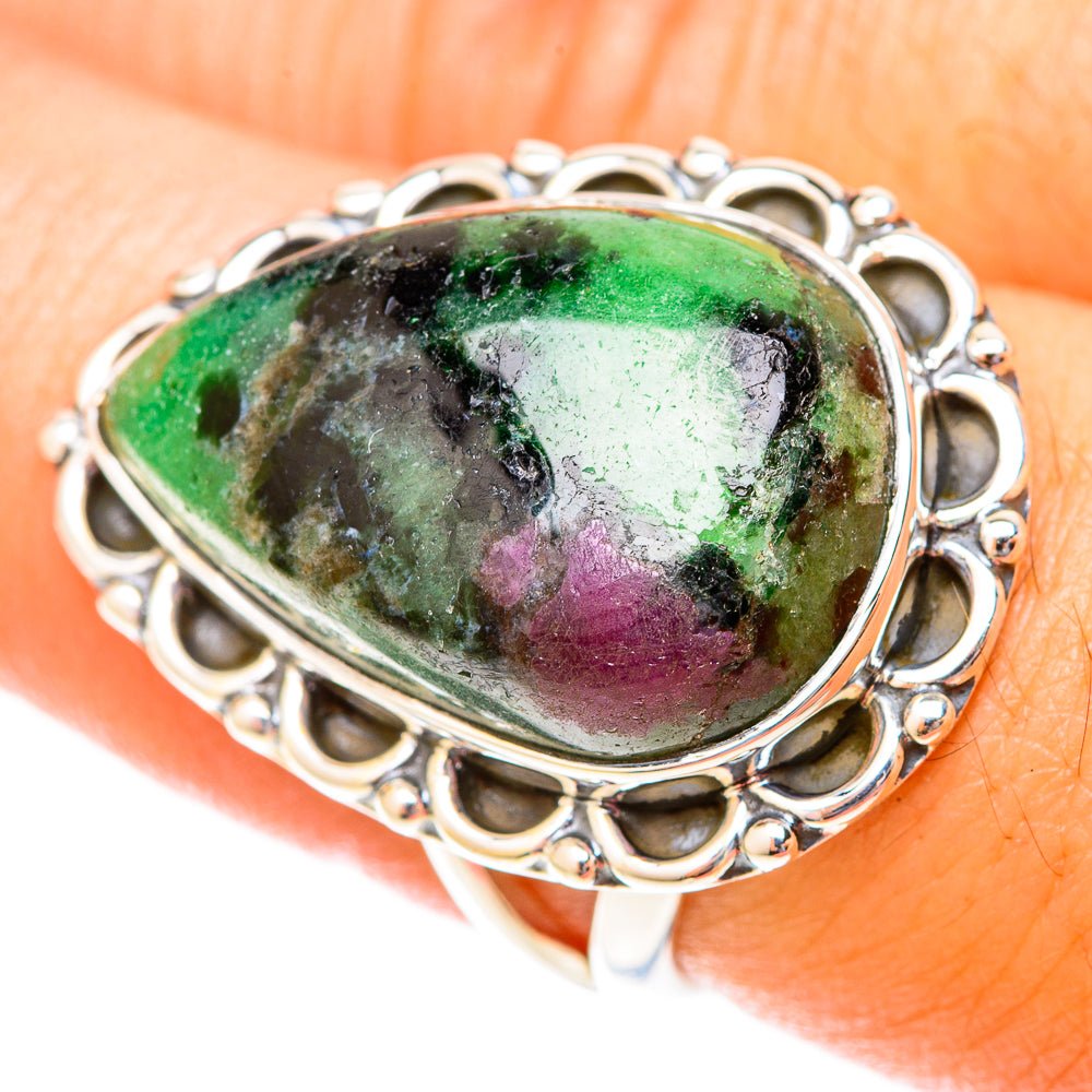 Ruby Zoisite Rings handcrafted by Ana Silver Co - RING119970
