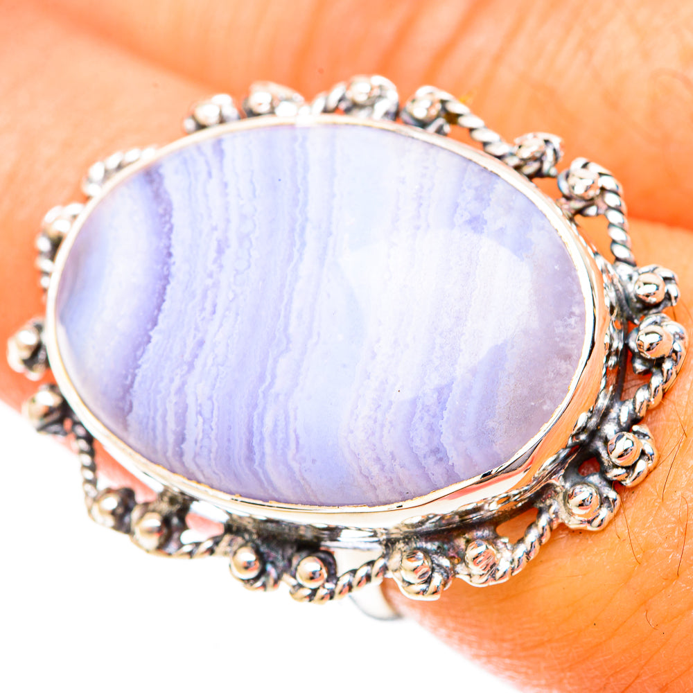 Blue Lace Agate Rings handcrafted by Ana Silver Co - RING120002
