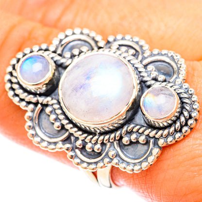 Rainbow Moonstone Rings handcrafted by Ana Silver Co - RING120005