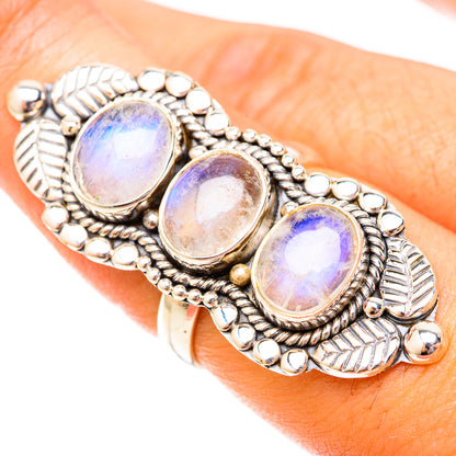 Rainbow Moonstone Rings handcrafted by Ana Silver Co - RING120006