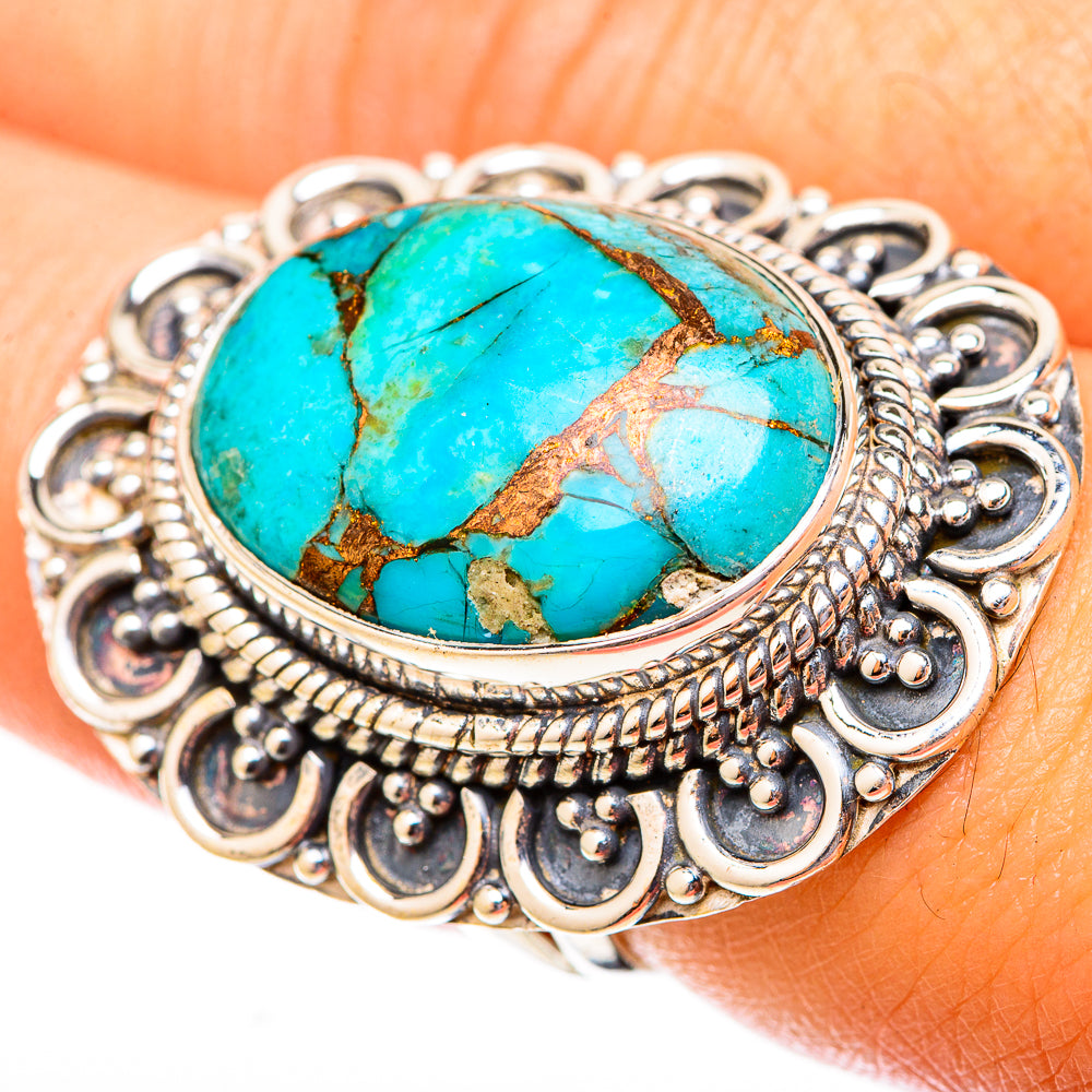 Blue Copper Composite Turquoise Rings handcrafted by Ana Silver Co - RING120015