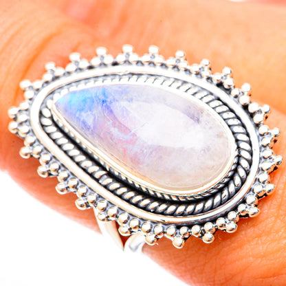 Rainbow Moonstone Rings handcrafted by Ana Silver Co - RING120054