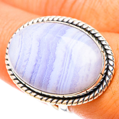 Blue Lace Agate Rings handcrafted by Ana Silver Co - RING120056