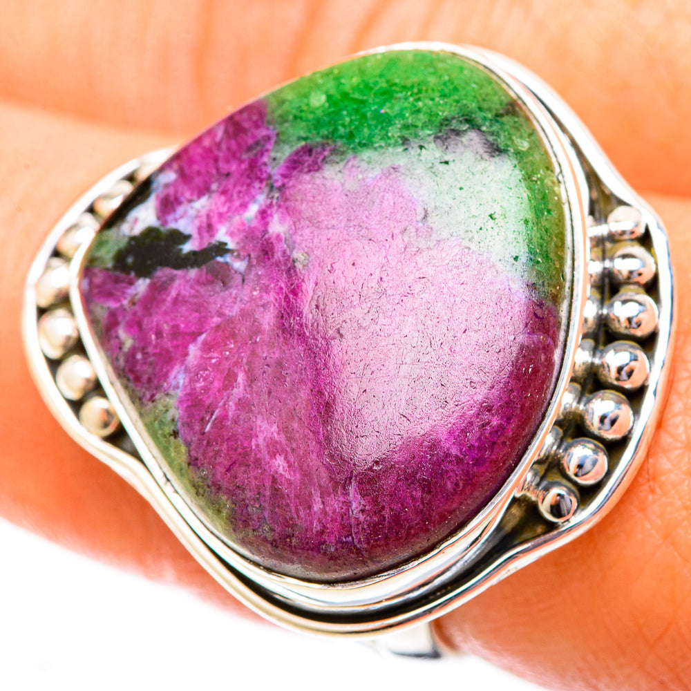 Ruby Zoisite Rings handcrafted by Ana Silver Co - RING120057