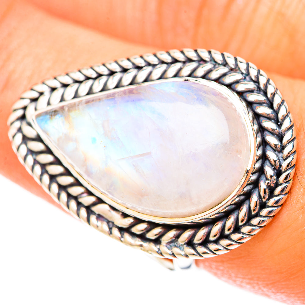 Rainbow Moonstone Rings handcrafted by Ana Silver Co - RING120105