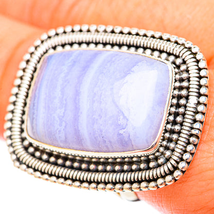 Blue Lace Agate Rings handcrafted by Ana Silver Co - RING120106