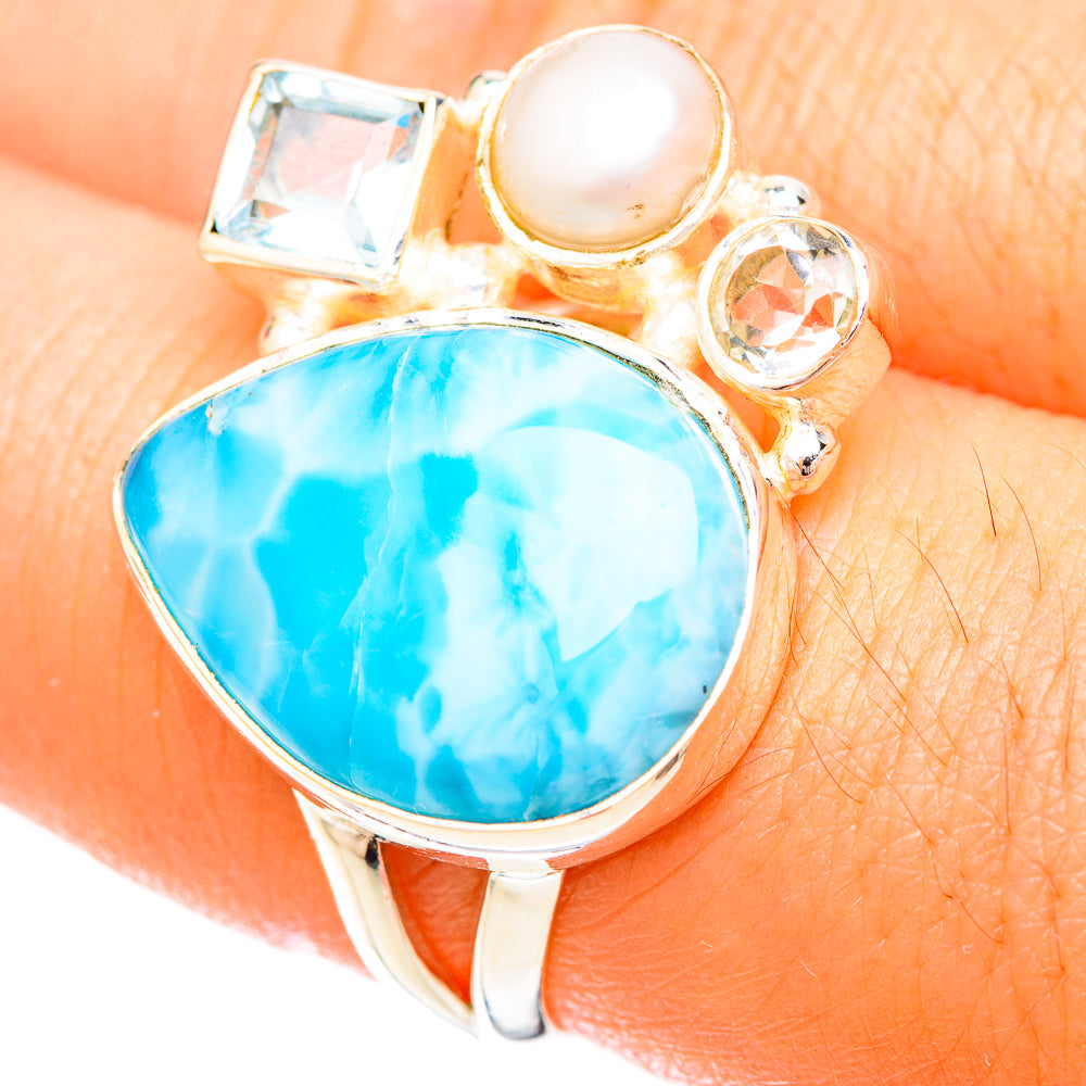 Larimar Rings handcrafted by Ana Silver Co - RING120114