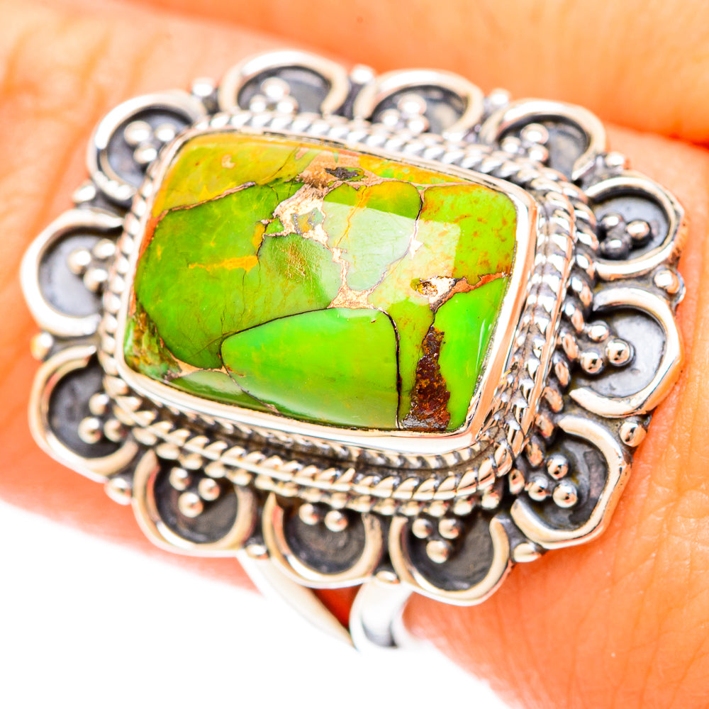 Green Copper Composite Turquoise Rings handcrafted by Ana Silver Co - RING120116