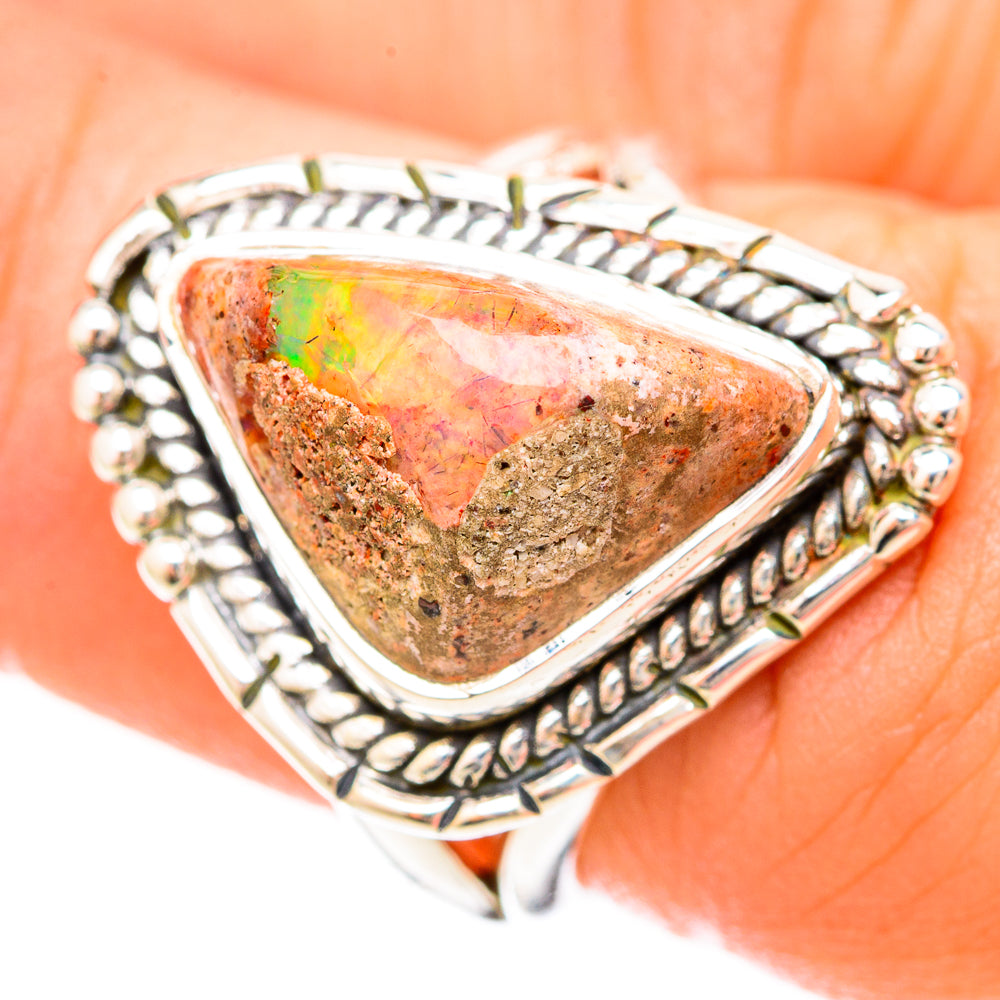 Mexican Fire Opal Rings handcrafted by Ana Silver Co - RING120139