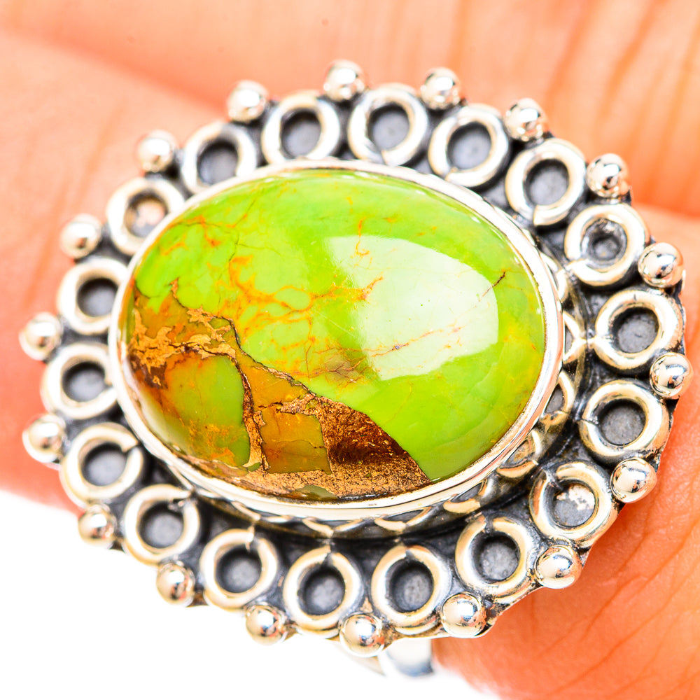 Green Copper Composite Turquoise Rings handcrafted by Ana Silver Co - RING120150