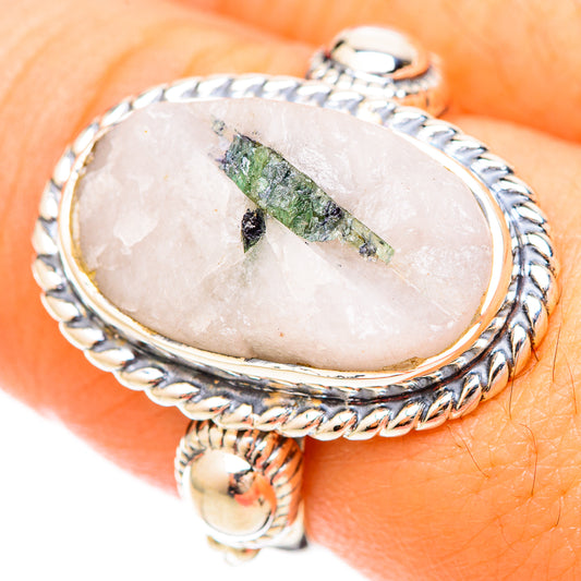 Green Tourmaline In Quartz Rings handcrafted by Ana Silver Co - RING120169
