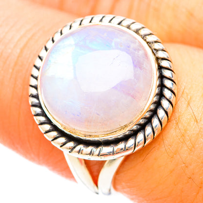 Rainbow Moonstone Rings handcrafted by Ana Silver Co - RING120172