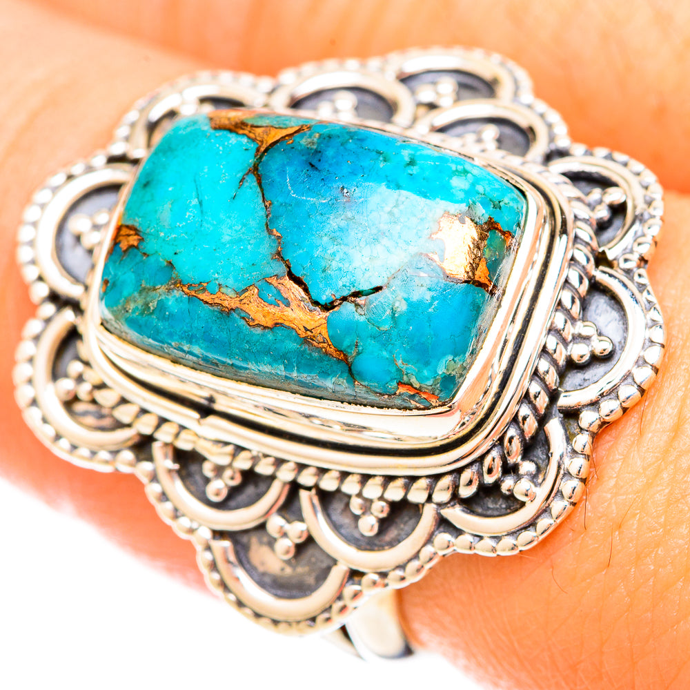 Green Copper Composite Turquoise Rings handcrafted by Ana Silver Co - RING120175