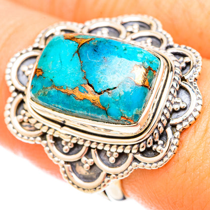 Green Copper Composite Turquoise Rings handcrafted by Ana Silver Co - RING120175
