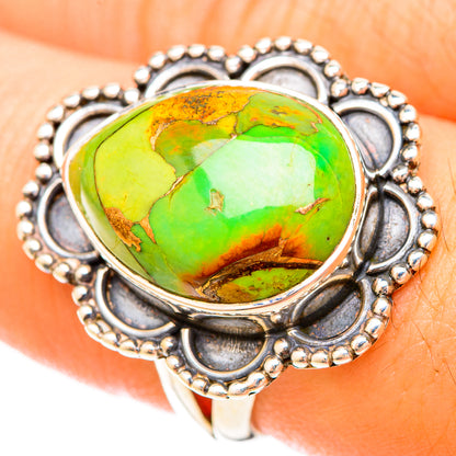 Green Copper Composite Turquoise Rings handcrafted by Ana Silver Co - RING120184