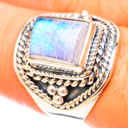 Rainbow Moonstone Rings handcrafted by Ana Silver Co - RING120200