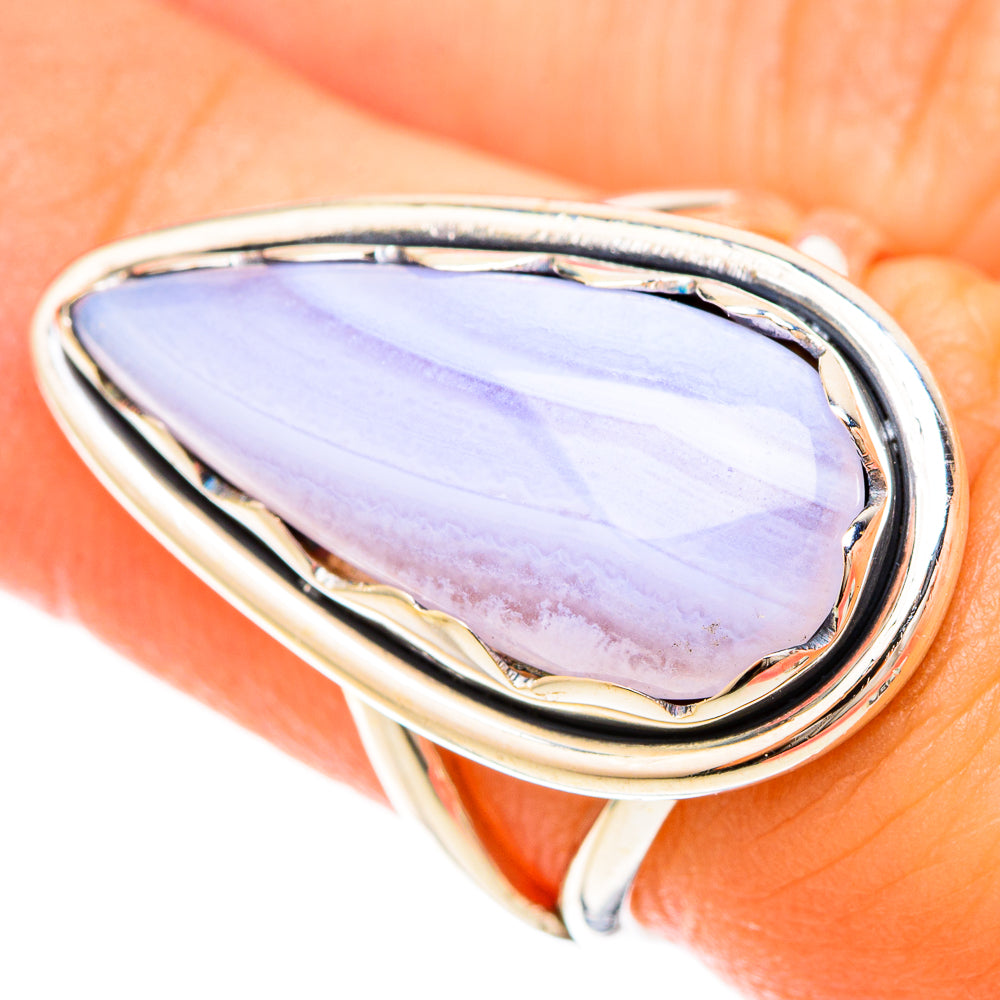 Blue Lace Agate Rings handcrafted by Ana Silver Co - RING120202