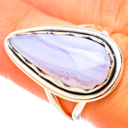 Blue Lace Agate Rings handcrafted by Ana Silver Co - RING120202