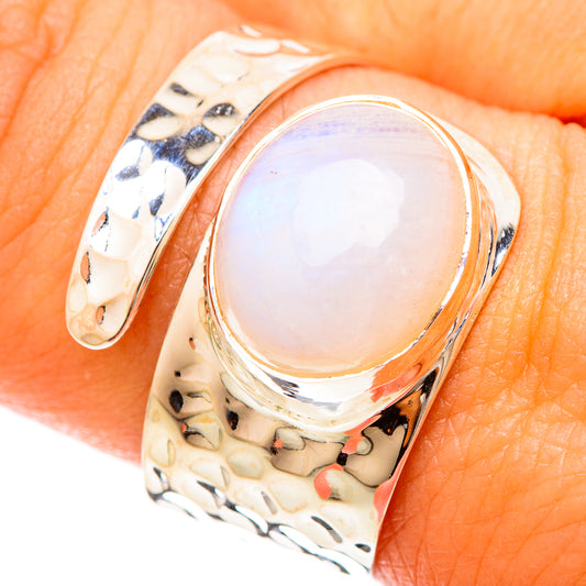 Rainbow Moonstone Rings handcrafted by Ana Silver Co - RING120203