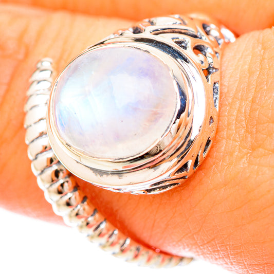 Rainbow Moonstone Rings handcrafted by Ana Silver Co - RING120232