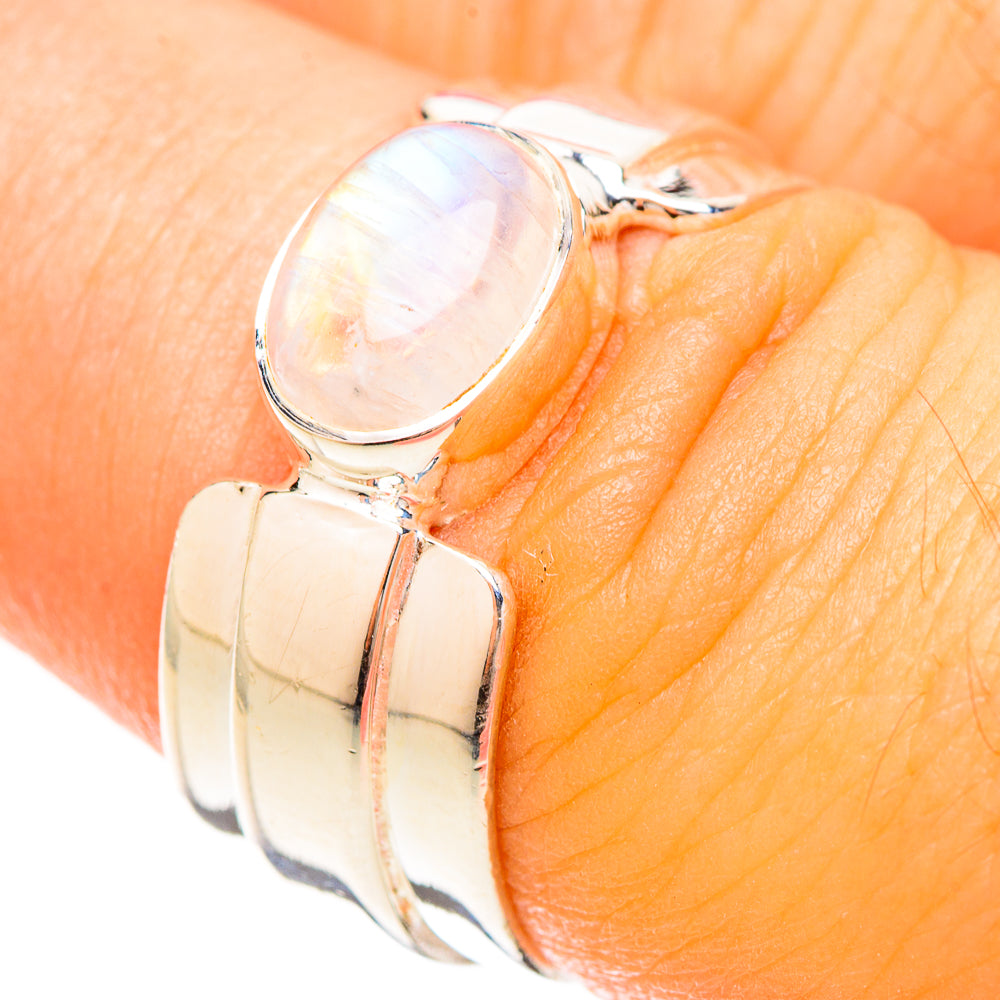 Rainbow Moonstone Rings handcrafted by Ana Silver Co - RING120236