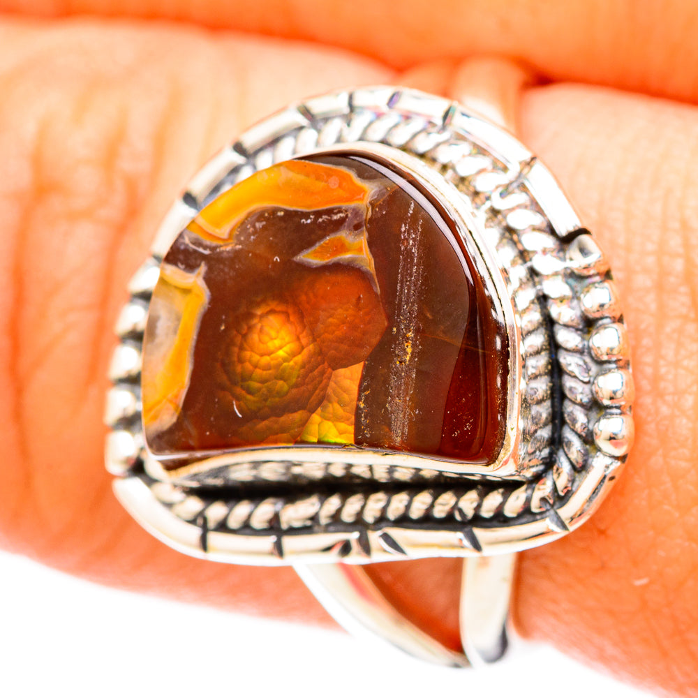 Mexican Fire Agate Rings handcrafted by Ana Silver Co - RING120251