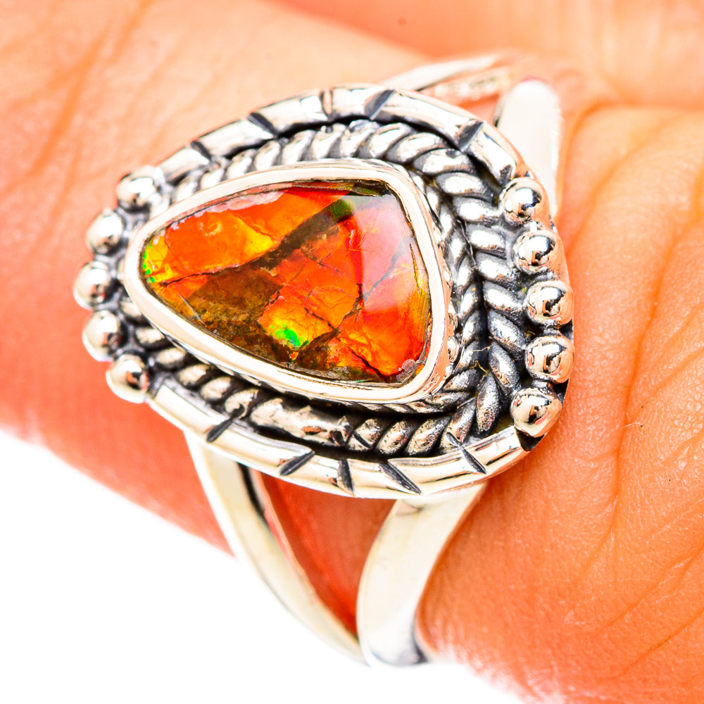 Ammolite Rings handcrafted by Ana Silver Co - RING120259