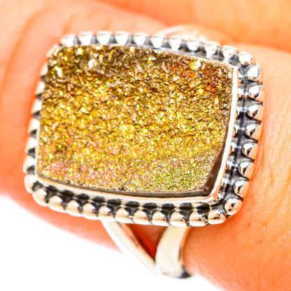 Spectro Pyrite Druzy Rings handcrafted by Ana Silver Co - RING120263