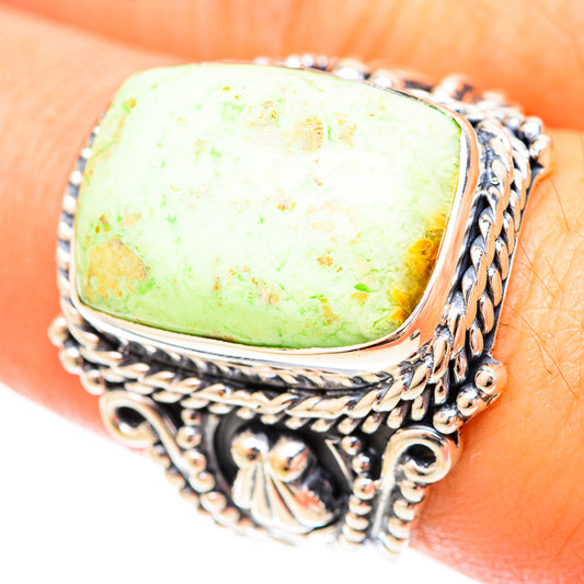 Lemon Chrysoprase Rings handcrafted by Ana Silver Co - RING120289