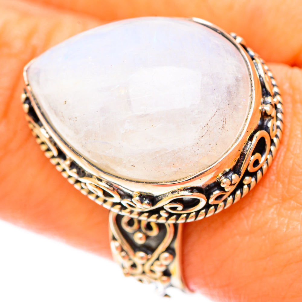 Rainbow Moonstone Rings handcrafted by Ana Silver Co - RING120307