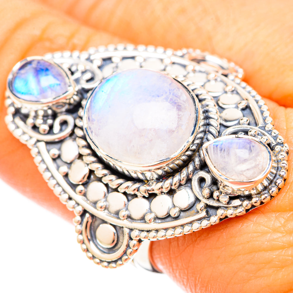 Rainbow Moonstone Rings handcrafted by Ana Silver Co - RING120308