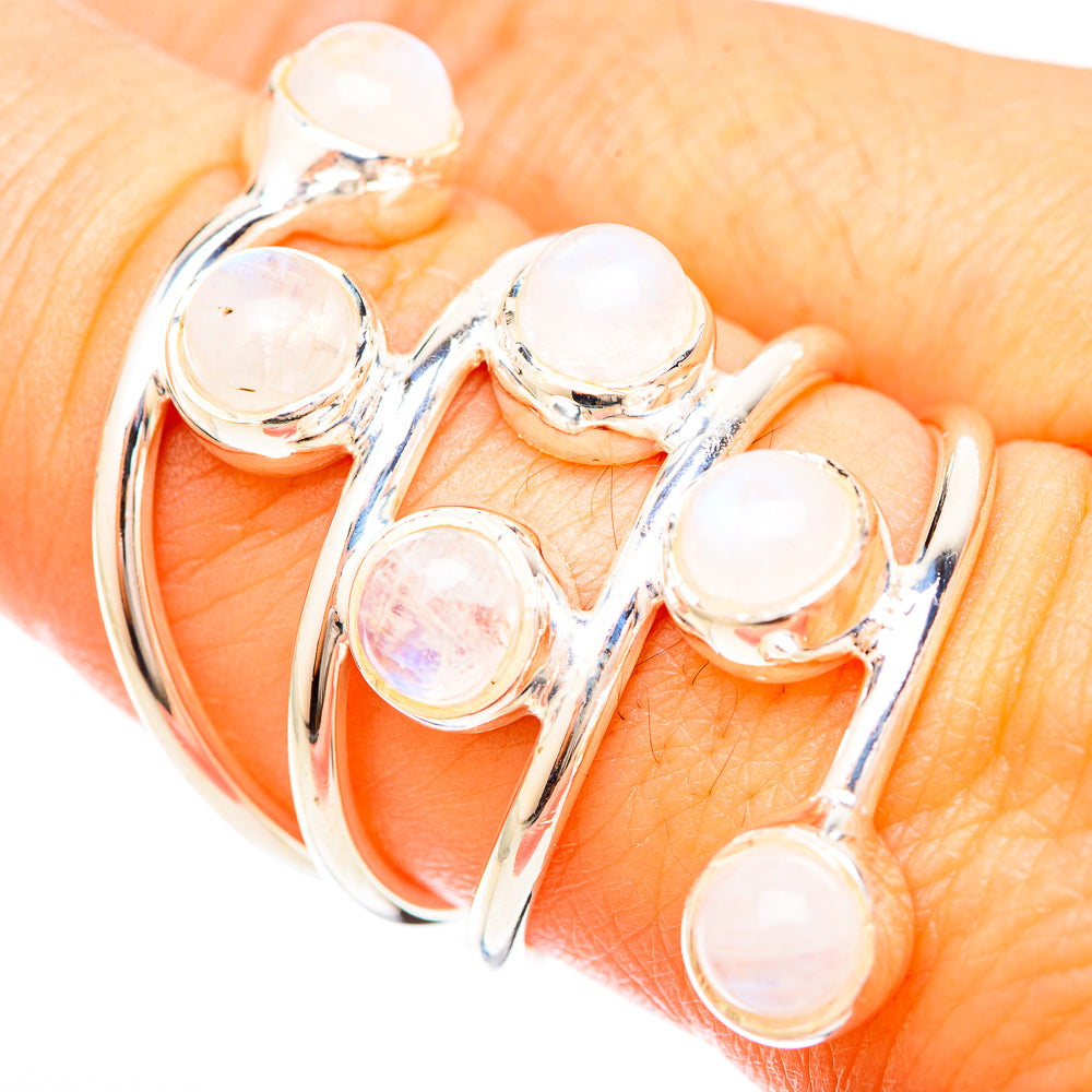 Rainbow Moonstone Rings handcrafted by Ana Silver Co - RING120310