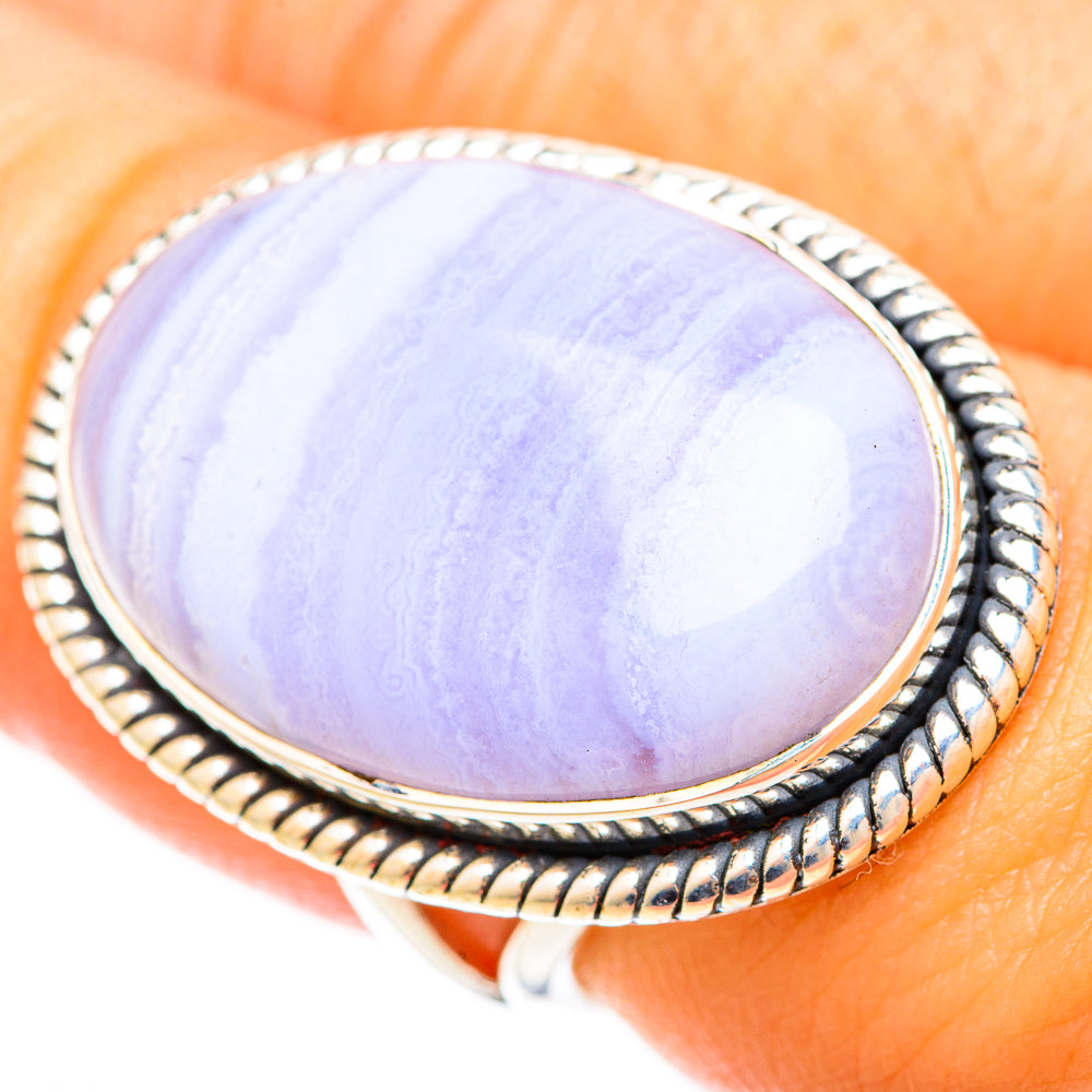 Blue Lace Agate Rings handcrafted by Ana Silver Co - RING120312