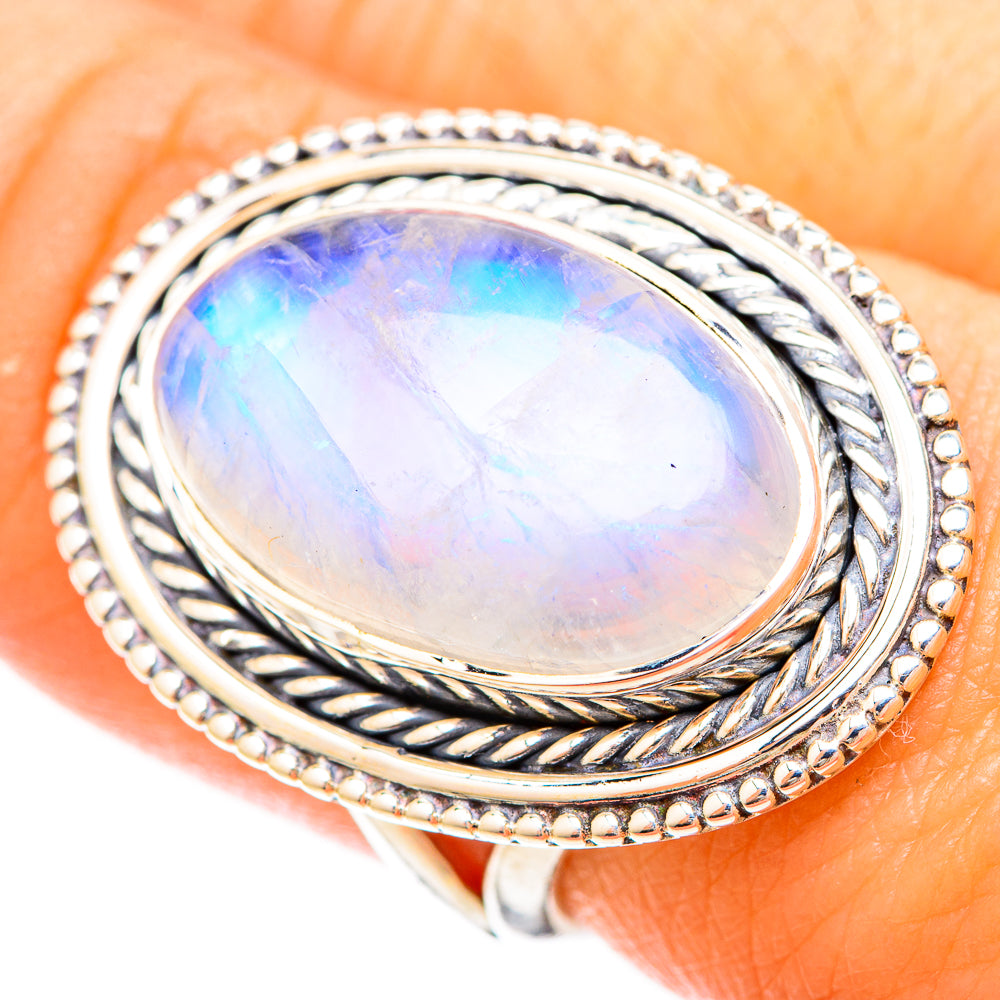Rainbow Moonstone Rings handcrafted by Ana Silver Co - RING120313