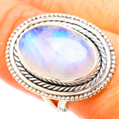 Rainbow Moonstone Rings handcrafted by Ana Silver Co - RING120313