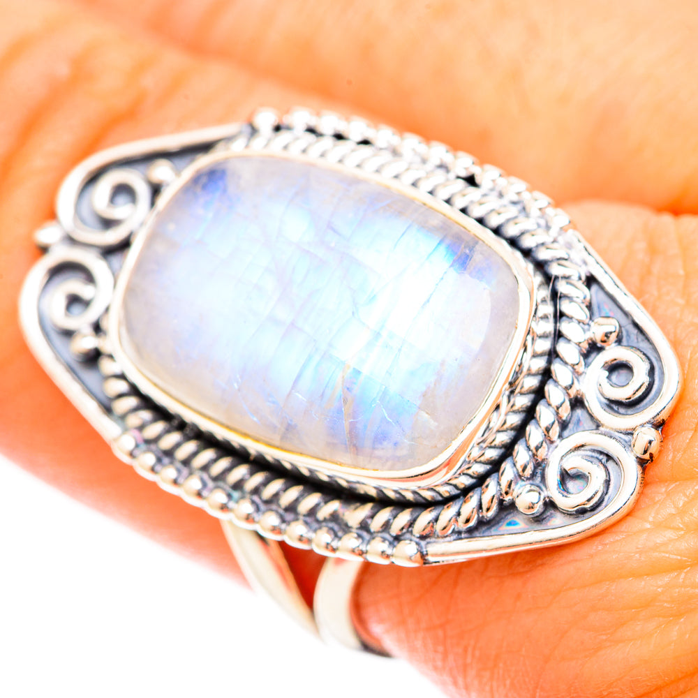 Rainbow Moonstone Rings handcrafted by Ana Silver Co - RING120316