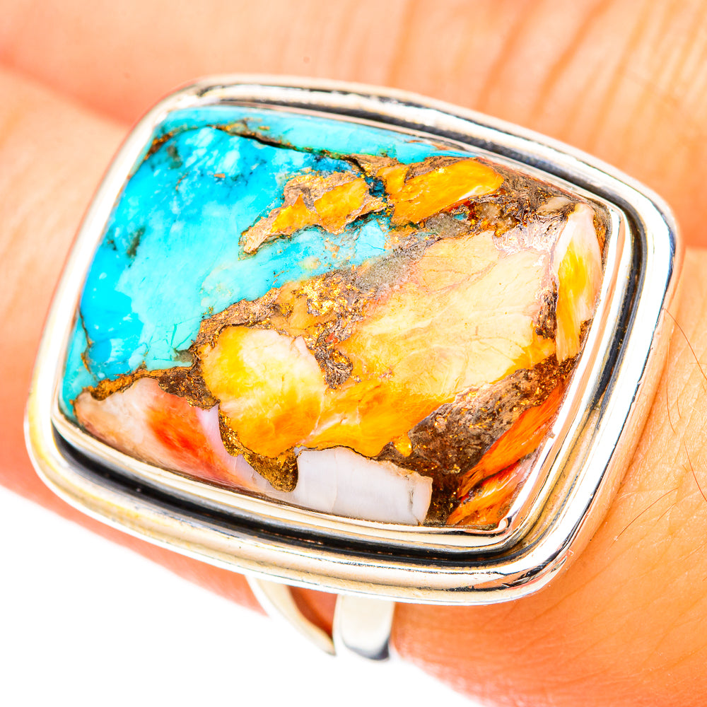 Spiny Oyster Turquoise Rings handcrafted by Ana Silver Co - RING120317