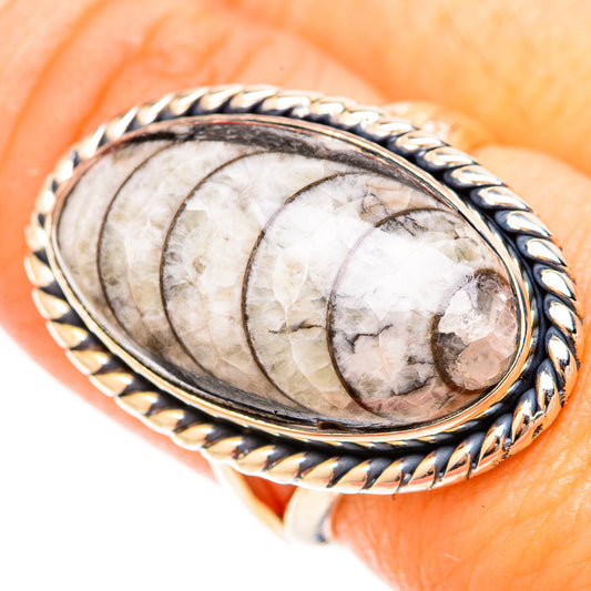 Orthoceras Fossil Rings handcrafted by Ana Silver Co - RING120323