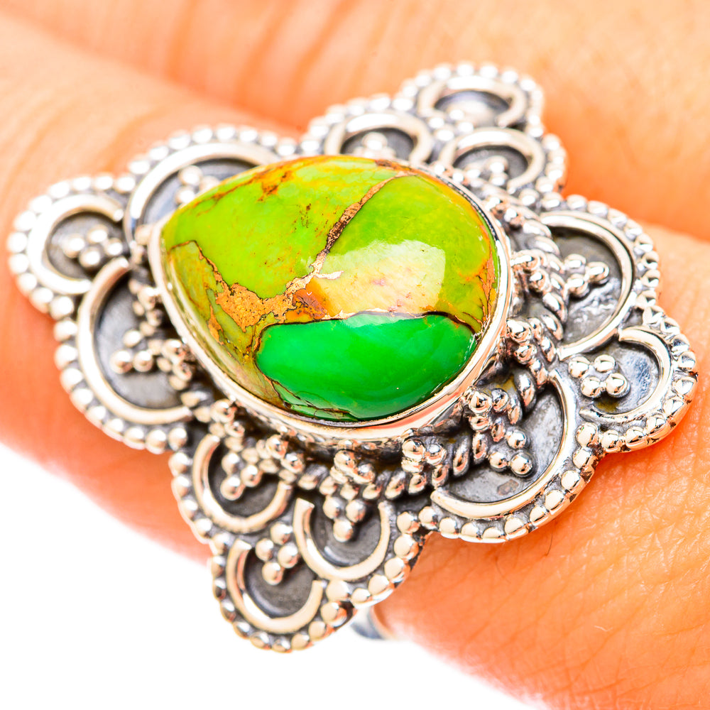 Green Copper Composite Turquoise Rings handcrafted by Ana Silver Co - RING120337
