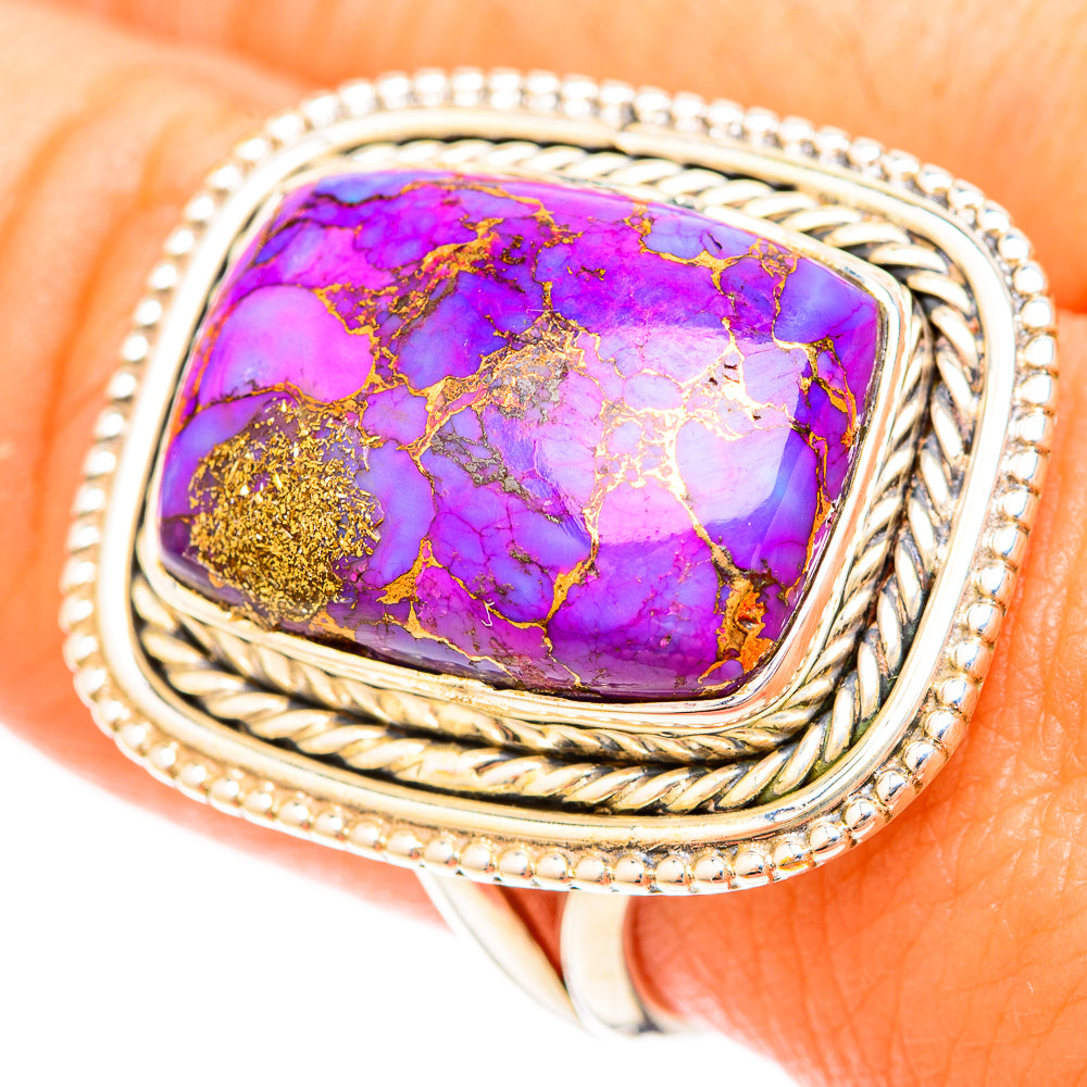 Purple Copper Composite Turquoise Rings handcrafted by Ana Silver Co - RING120355