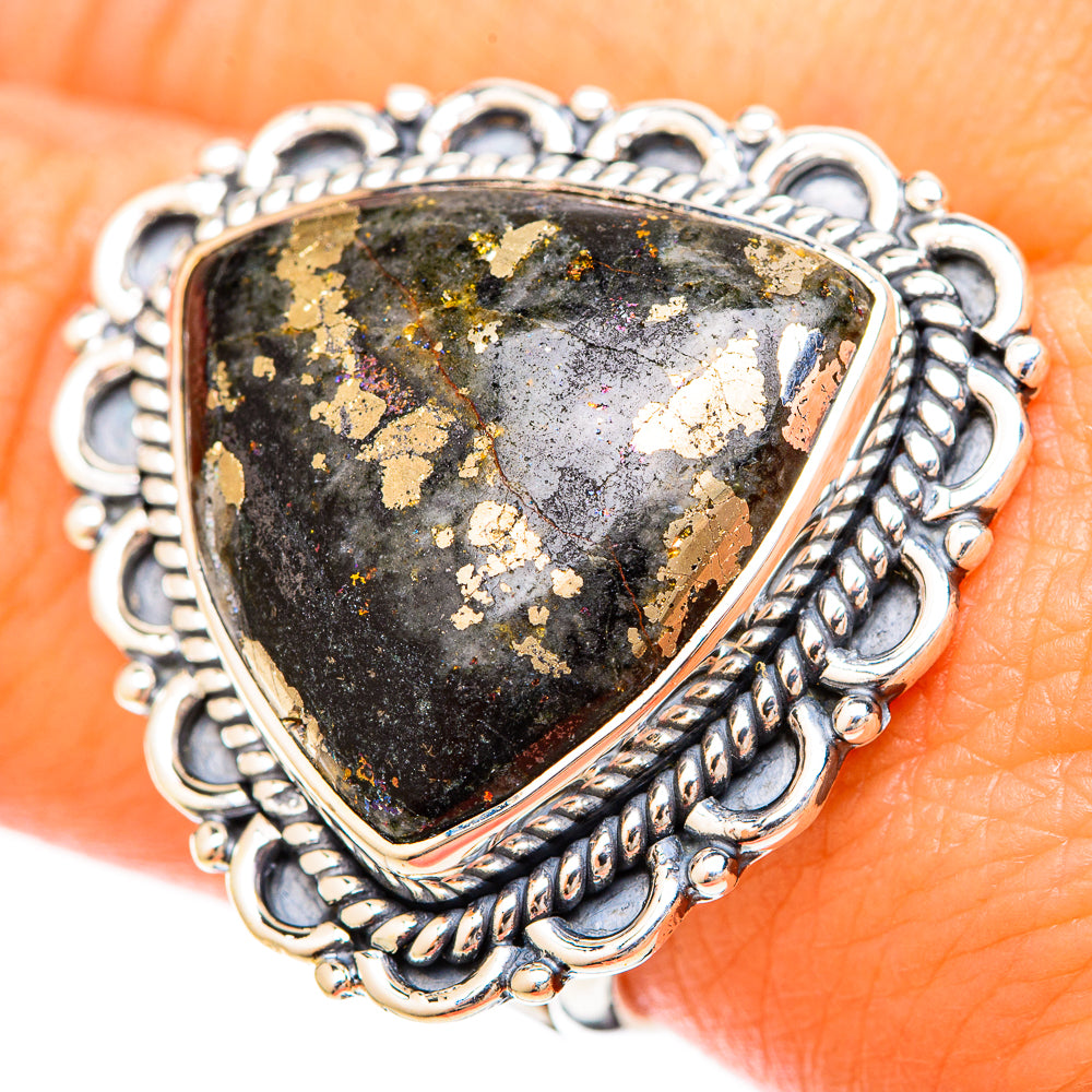 Pyrite Agate Rings handcrafted by Ana Silver Co - RING120360