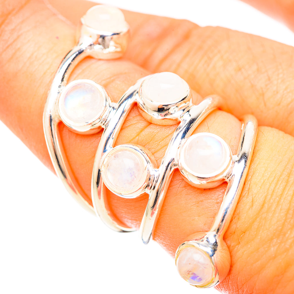 Rainbow Moonstone Rings handcrafted by Ana Silver Co - RING120363