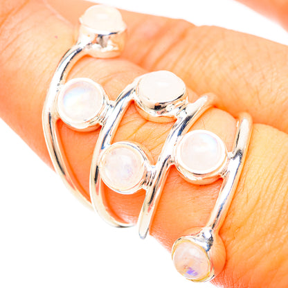 Rainbow Moonstone Rings handcrafted by Ana Silver Co - RING120363