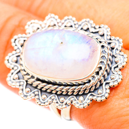 Rainbow Moonstone Rings handcrafted by Ana Silver Co - RING120366