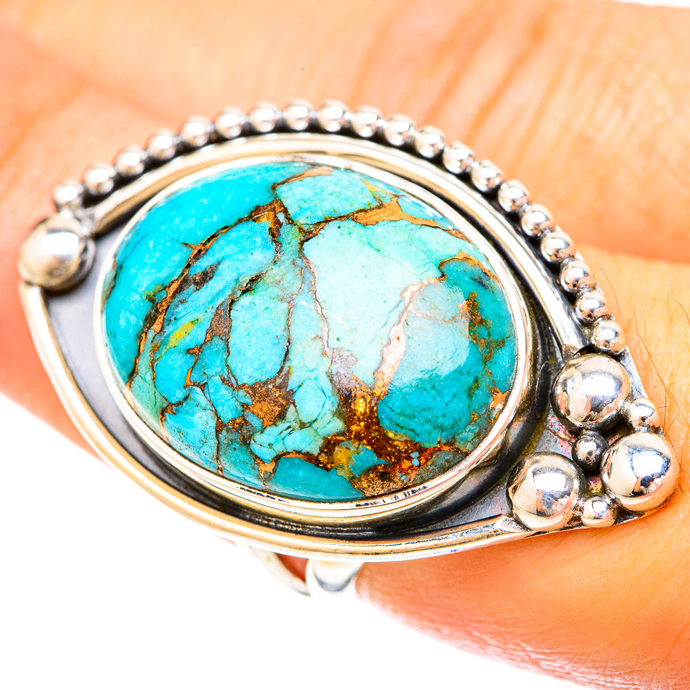 Blue Copper Composite Turquoise Rings handcrafted by Ana Silver Co - RING120378