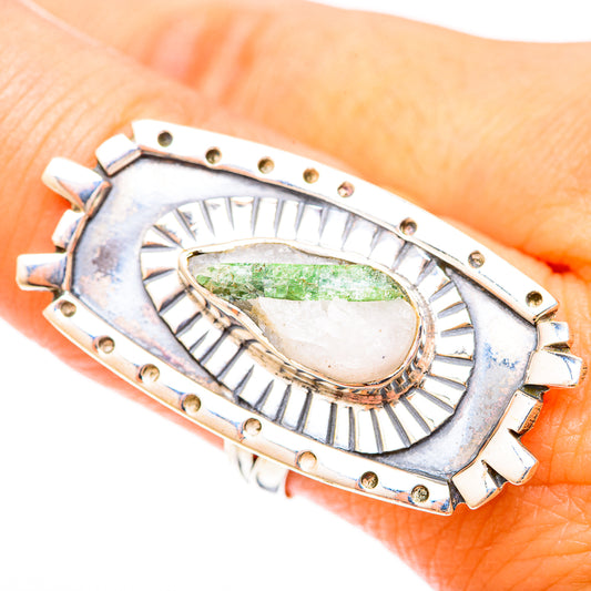 Green Tourmaline In Quartz Rings handcrafted by Ana Silver Co - RING120383