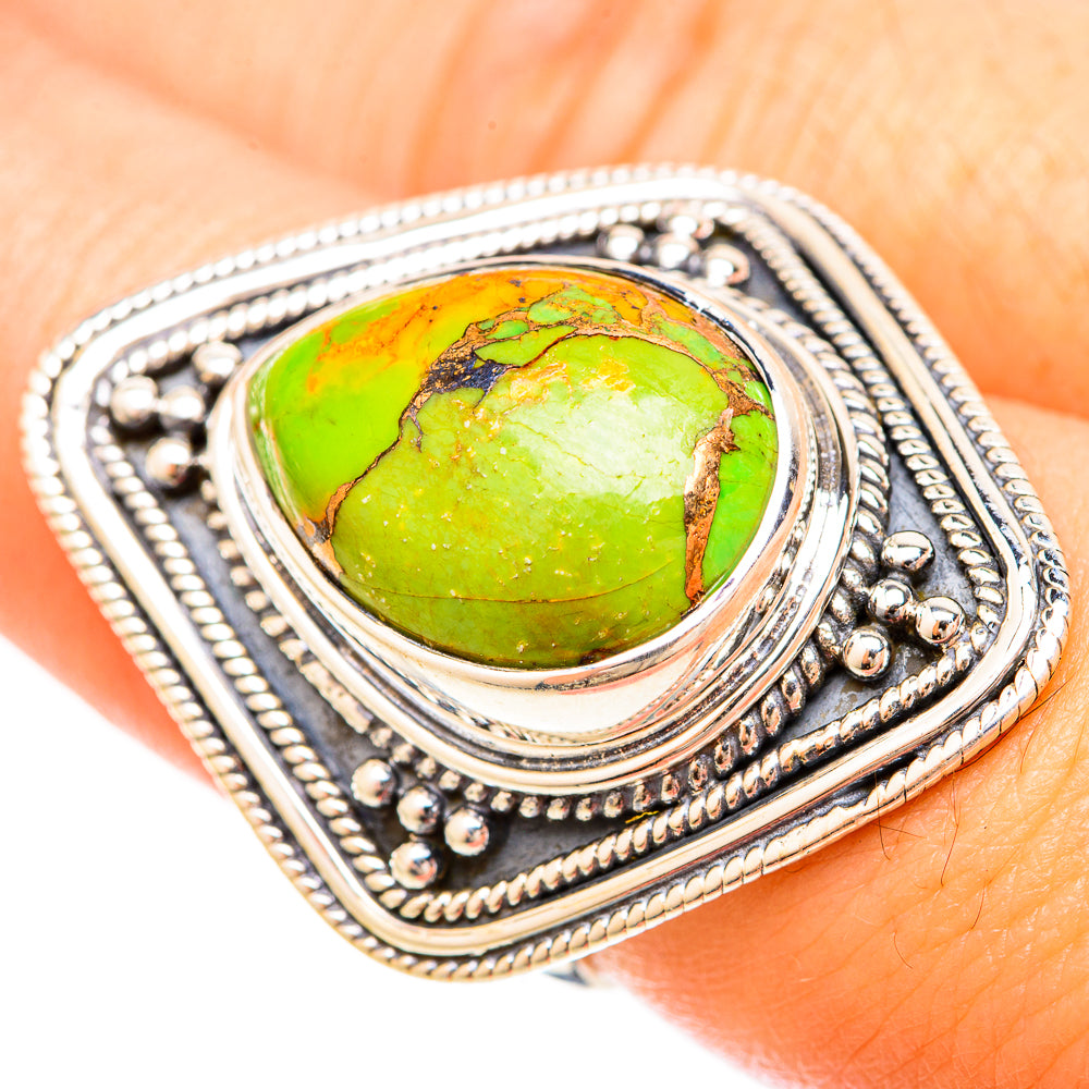 Green Copper Composite Turquoise Rings handcrafted by Ana Silver Co - RING120388