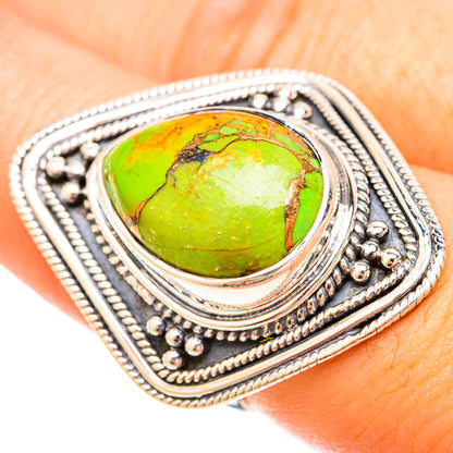 Green Copper Composite Turquoise Rings handcrafted by Ana Silver Co - RING120388